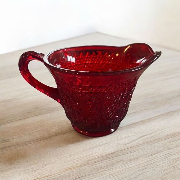 Tiara Indiana Glass Ruby Sandwich Creamer Bowl - Picture 1 of 8